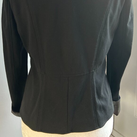 Luisa Cerano Black Metallic Versatile Mixed-Media Moto Jacket Double-Zip – US XS - Picture 8 of 14